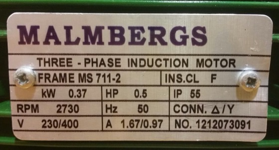Motor nameplate